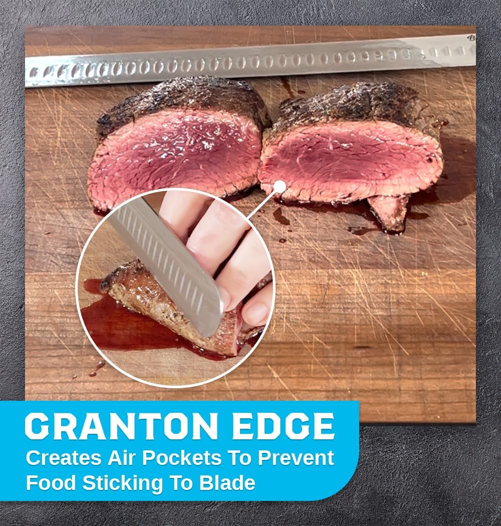 Slicing Knife 12" – Brisket and Carving Knife with Granton Edge for BBQ, Turkey, Ham, Prime Rib, and Precise Meat Cutting