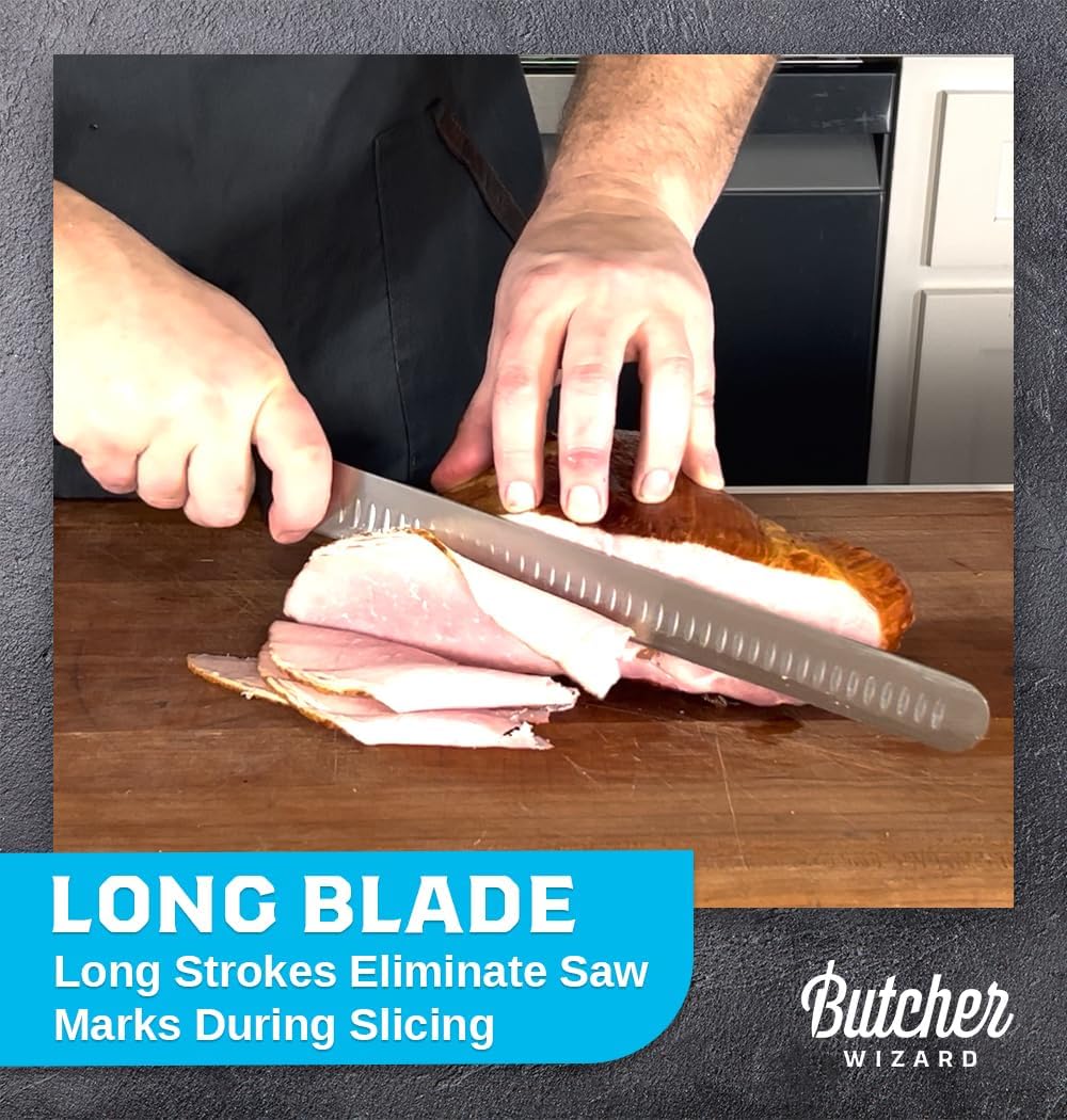 Slicing Knife 12" – Brisket and Carving Knife with Granton Edge for BBQ, Turkey, Ham, Prime Rib, and Precise Meat Cutting