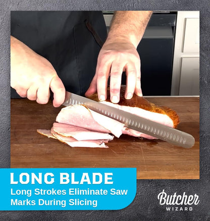 Slicing Knife 12" – Brisket and Carving Knife with Granton Edge for BBQ, Turkey, Ham, Prime Rib, and Precise Meat Cutting