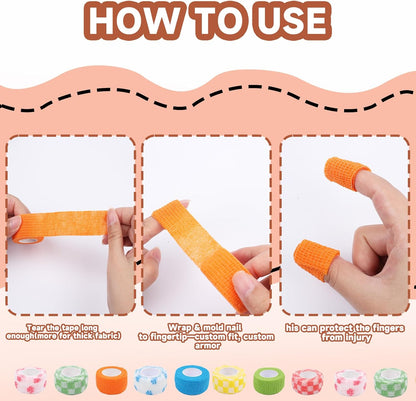 8 Pack Thimble Tape for Hand Sewing Self Adhering Bandage Wrap Nail Finger Protectors for Sewing No Residue Breathable Knitting Craft DIY Sewing Tools Dog Bandage Wrap