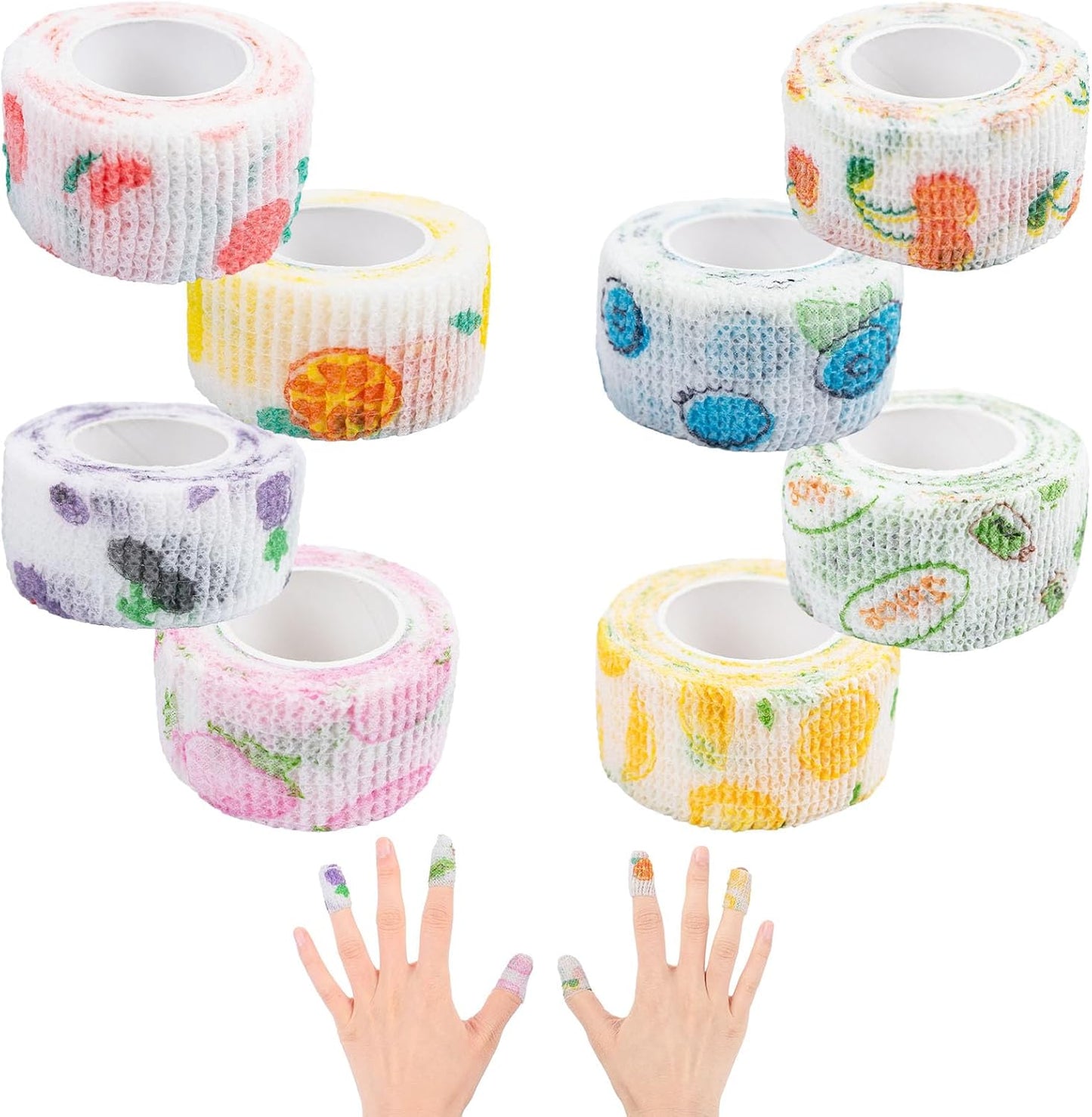 8 Pack Thimble Tape for Hand Sewing Self Adhering Bandage Wrap Nail Finger Protectors for Sewing No Residue Breathable Knitting Craft DIY Sewing Tools Dog Bandage Wrap