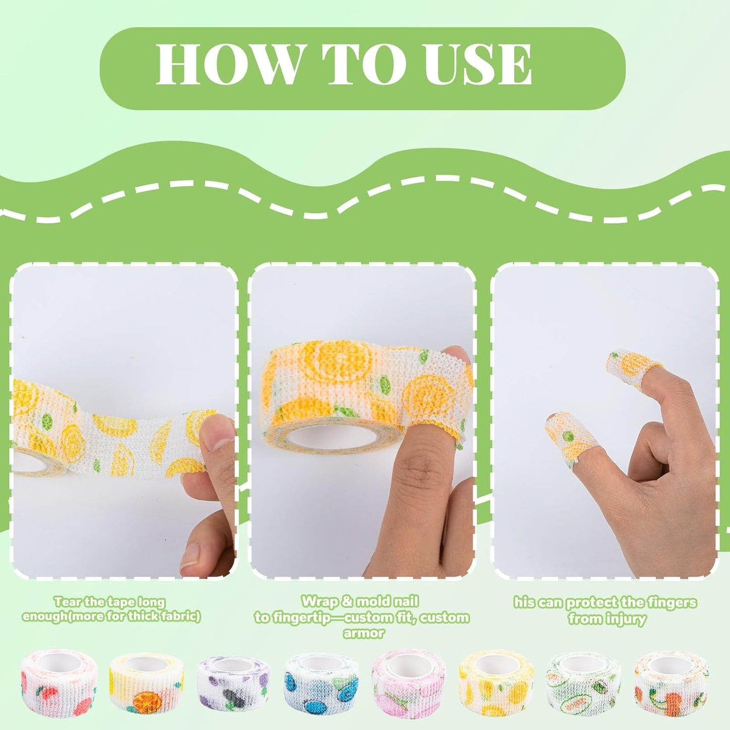 8 Pack Thimble Tape for Hand Sewing Self Adhering Bandage Wrap Nail Finger Protectors for Sewing No Residue Breathable Knitting Craft DIY Sewing Tools Dog Bandage Wrap