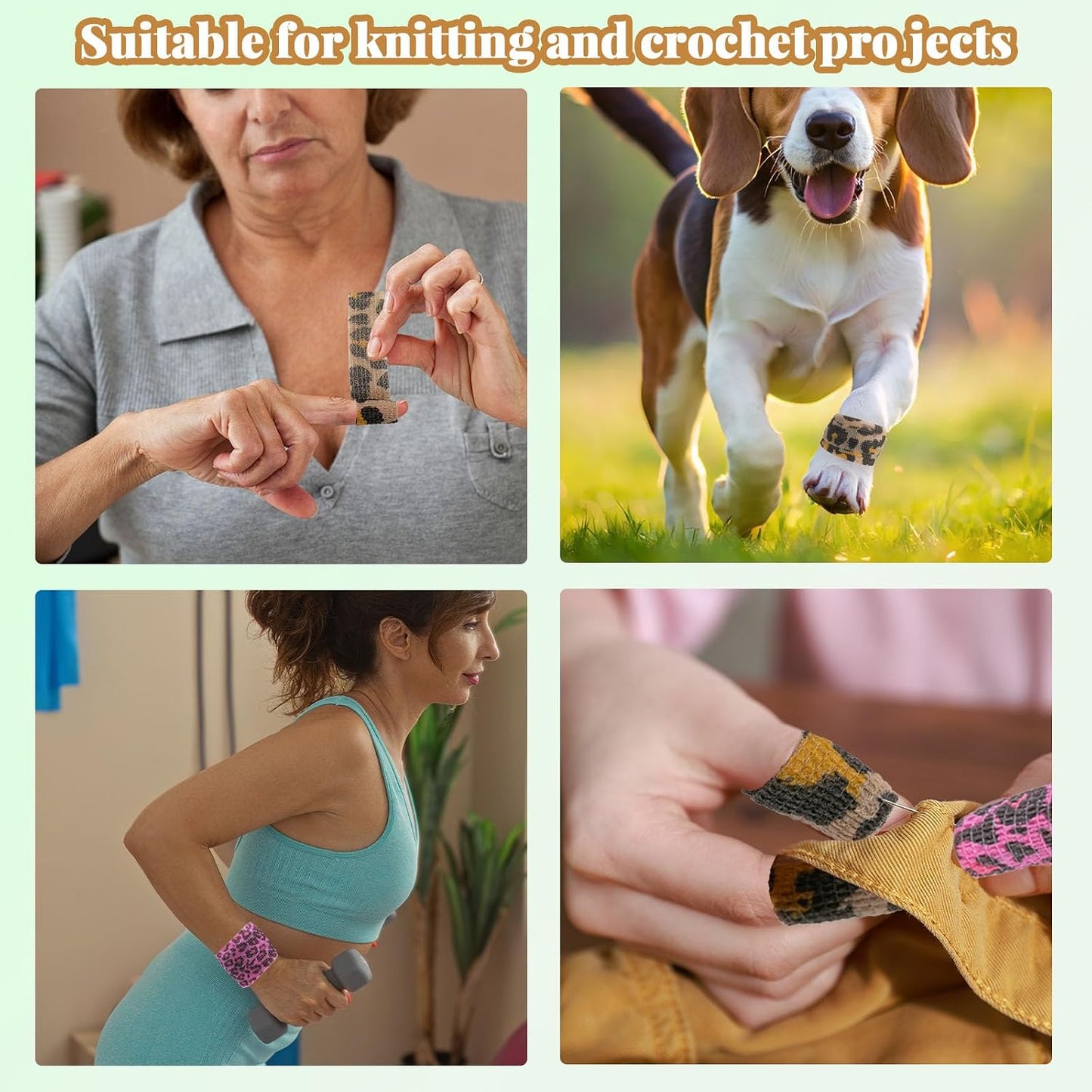 8 Pack Thimble Tape for Hand Sewing Self Adhering Bandage Wrap Nail Finger Protectors for Sewing No Residue Breathable Knitting Craft DIY Sewing Tools Dog Bandage Wrap
