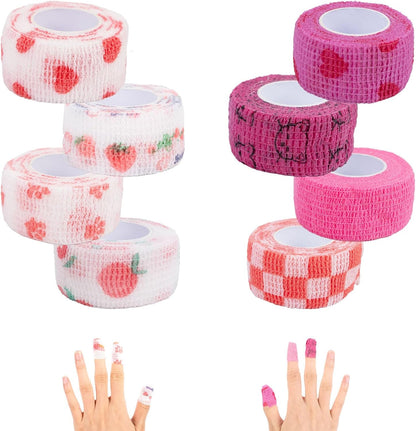 8 Pack Thimble Tape for Hand Sewing Self Adhering Bandage Wrap Nail Finger Protectors for Sewing No Residue Breathable Knitting Craft DIY Sewing Tools Dog Bandage Wrap