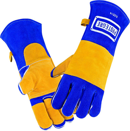 Welding Gloves 14” – 932°F Heat Resistant Leather Gloves with Kevlar – Heavy Duty BBQ & Cooking Gloves for Grill, Oven, Stove, Fireplace, Welding, Forge, MIG, TIG & High Heat Protection