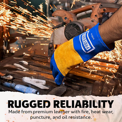 Welding Gloves 14” – 932°F Heat Resistant Leather Gloves with Kevlar – Heavy Duty BBQ & Cooking Gloves for Grill, Oven, Stove, Fireplace, Welding, Forge, MIG, TIG & High Heat Protection