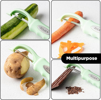 Premium Vegetable Peeler for Kitchen - Swivel Peeler with Razor Sharp Stainless Steel Blades & Strong Ergonomic Handle - Dishwasher Safe, Easy To Use with Blemish Remover - Black