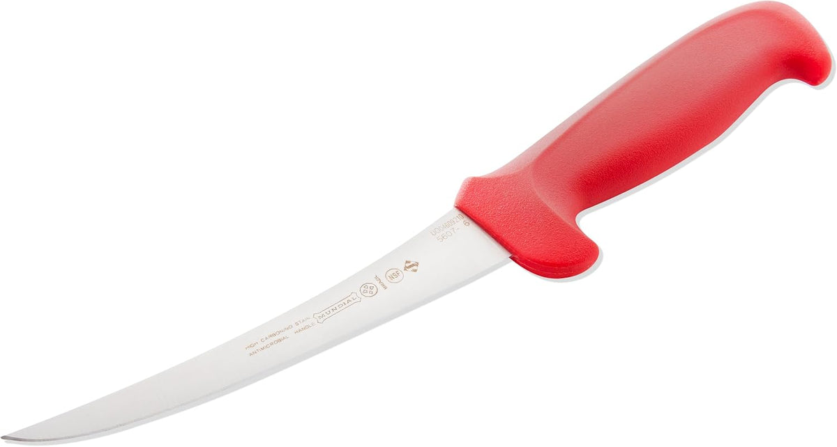 5600 Series 6 in Curved Semi-Stiff Boning Knife with Red Handle