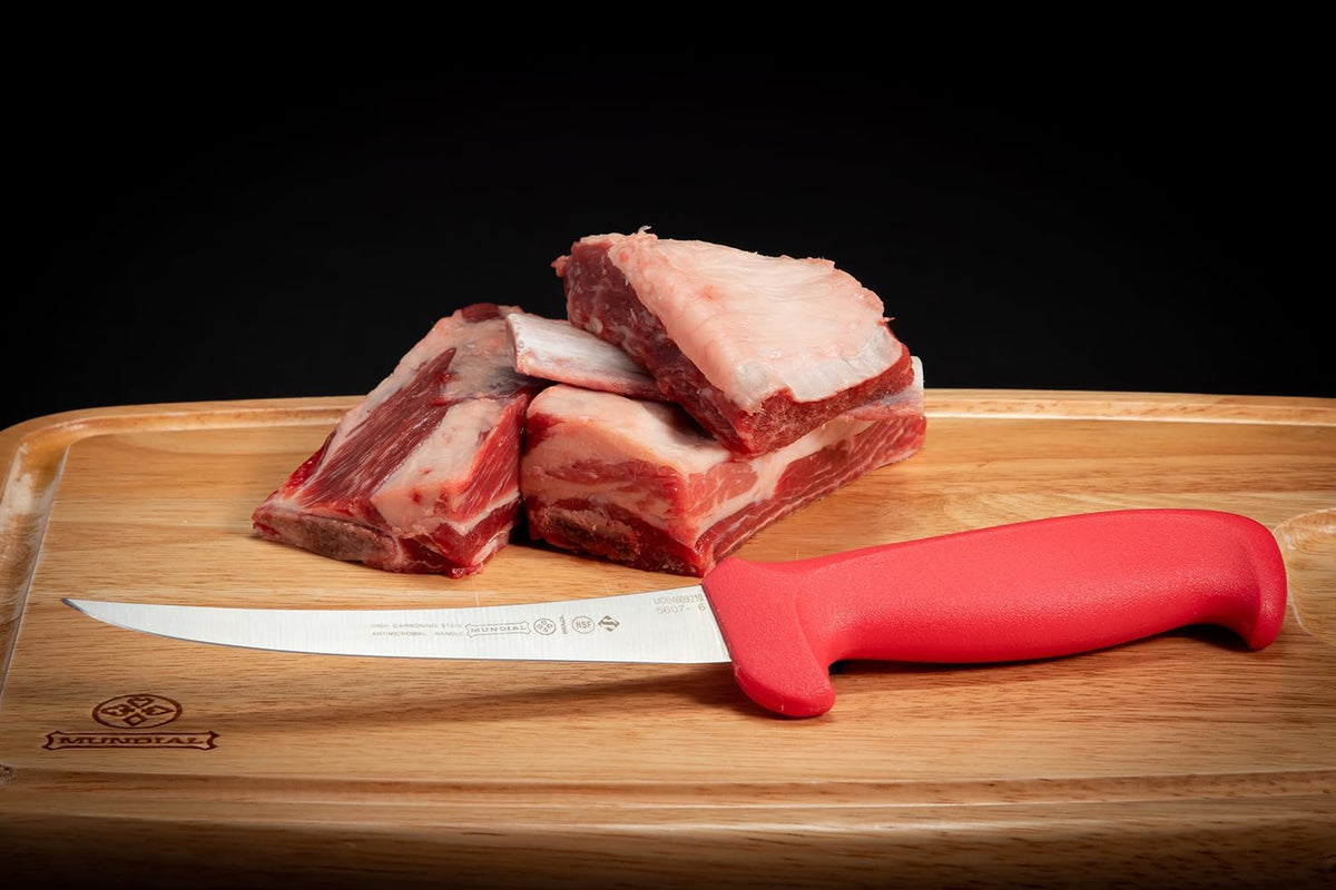 5600 Series 6 in Curved Semi-Stiff Boning Knife with Red Handle