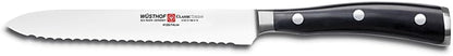Wusthof Classic Ikon 5-Inch Serrated Utility Knife, Black