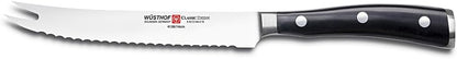 Wusthof Classic Ikon 5-Inch Serrated Utility Knife, Black