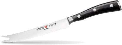 Wusthof Classic Ikon 5-Inch Serrated Utility Knife, Black