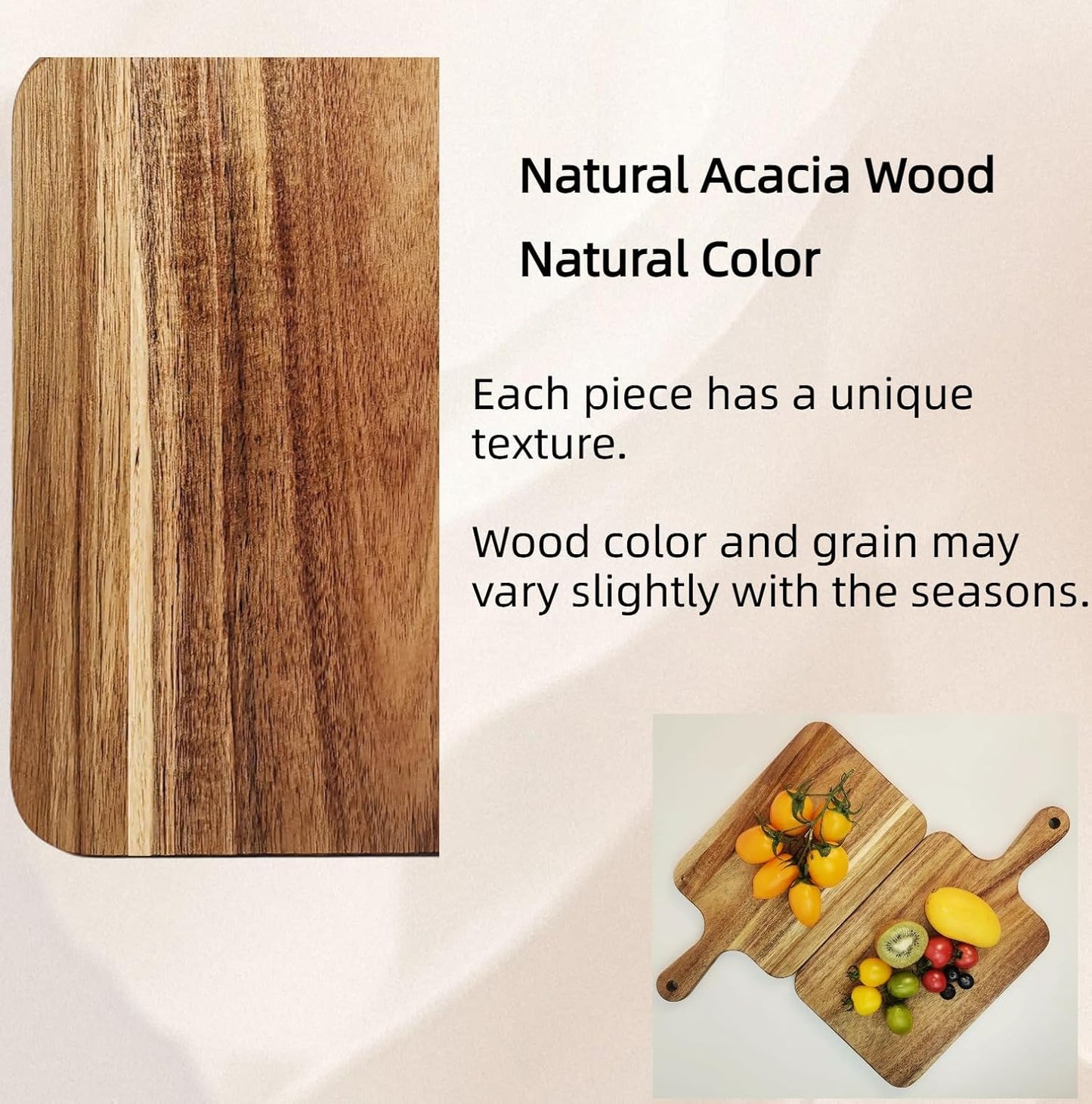 Acacia Wood Cutting Board with Handle 13.7''X7'', Charcuterie Board, Serving Board for Cheese, Bread, Meat, Vegetables & Fruits, Natural Wooden Chopping Board for Kitchen