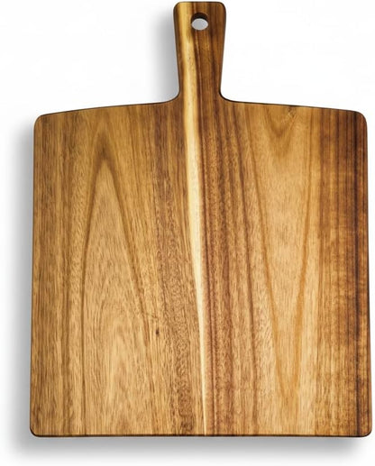 Acacia Wood Cutting Board with Handle 13.7''X7'', Charcuterie Board, Serving Board for Cheese, Bread, Meat, Vegetables & Fruits, Natural Wooden Chopping Board for Kitchen