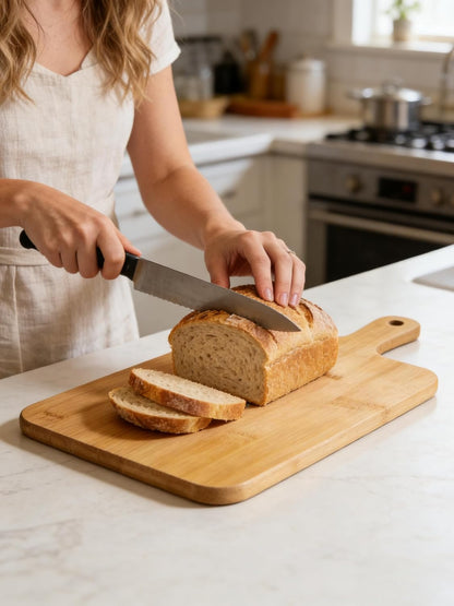 Acacia Wood Cutting Board with Handle 13.7''X7'', Charcuterie Board, Serving Board for Cheese, Bread, Meat, Vegetables & Fruits, Natural Wooden Chopping Board for Kitchen