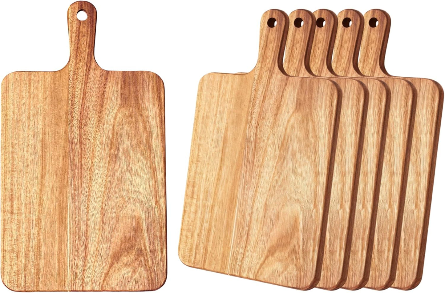 Acacia Wood Cutting Board with Handle 13.7''X7'', Charcuterie Board, Serving Board for Cheese, Bread, Meat, Vegetables & Fruits, Natural Wooden Chopping Board for Kitchen