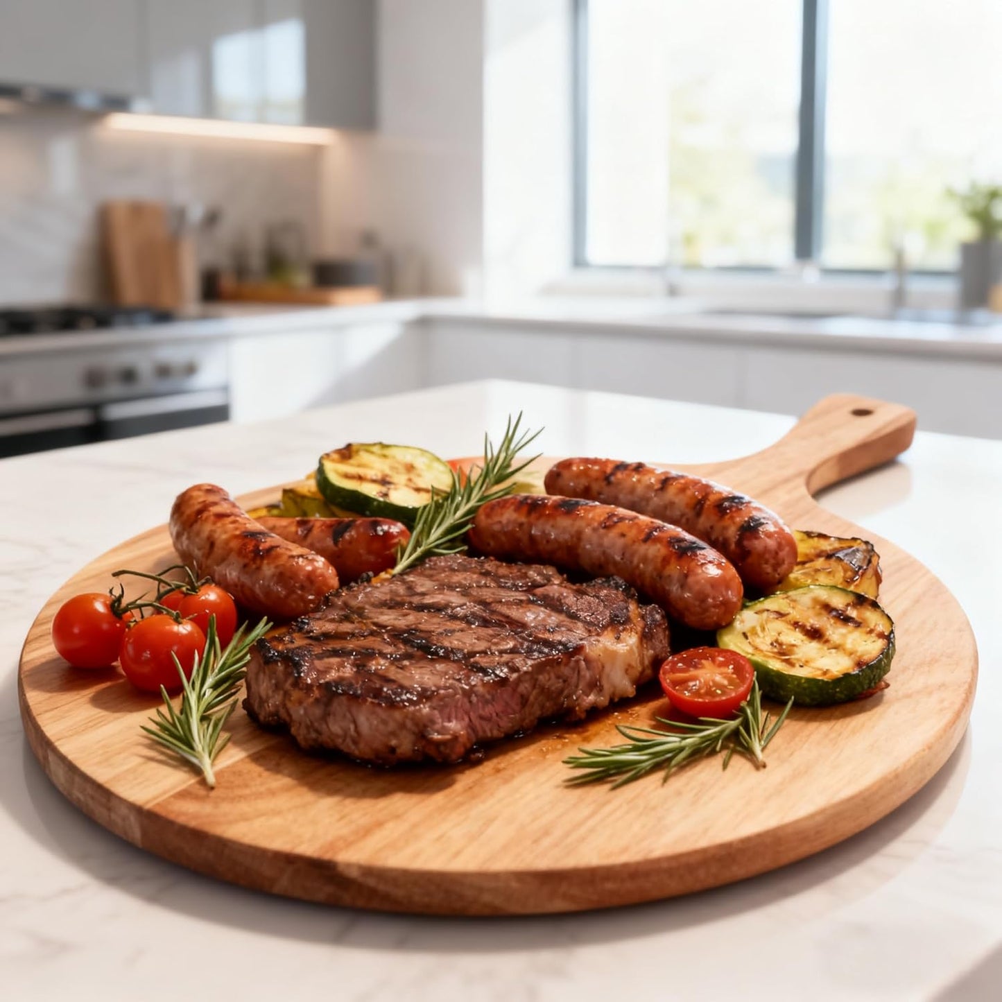 Acacia Wood Cutting Board with Handle 13.7''X7'', Charcuterie Board, Serving Board for Cheese, Bread, Meat, Vegetables & Fruits, Natural Wooden Chopping Board for Kitchen