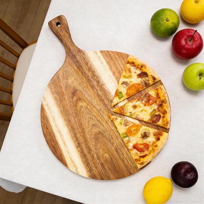 Acacia Wood Cutting Board with Handle 13.7''X7'', Charcuterie Board, Serving Board for Cheese, Bread, Meat, Vegetables & Fruits, Natural Wooden Chopping Board for Kitchen