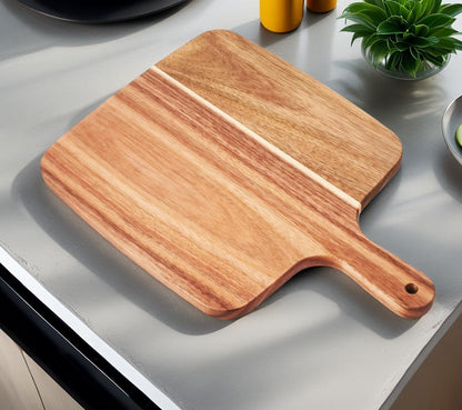 Acacia Wood Cutting Board with Handle 13.7''X7'', Charcuterie Board, Serving Board for Cheese, Bread, Meat, Vegetables & Fruits, Natural Wooden Chopping Board for Kitchen