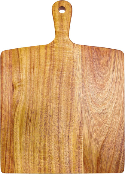 Acacia Wood Cutting Board with Handle 13.7''X7'', Charcuterie Board, Serving Board for Cheese, Bread, Meat, Vegetables & Fruits, Natural Wooden Chopping Board for Kitchen