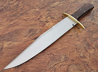 Poshland REG-734, Handmade Damascus Steel 13.5 Inches Hunting Knife - Rose Wood/Leather Handle