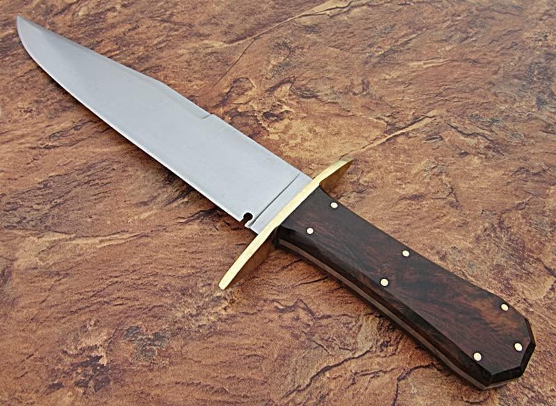 Poshland REG-734, Handmade Damascus Steel 13.5 Inches Hunting Knife - Rose Wood/Leather Handle