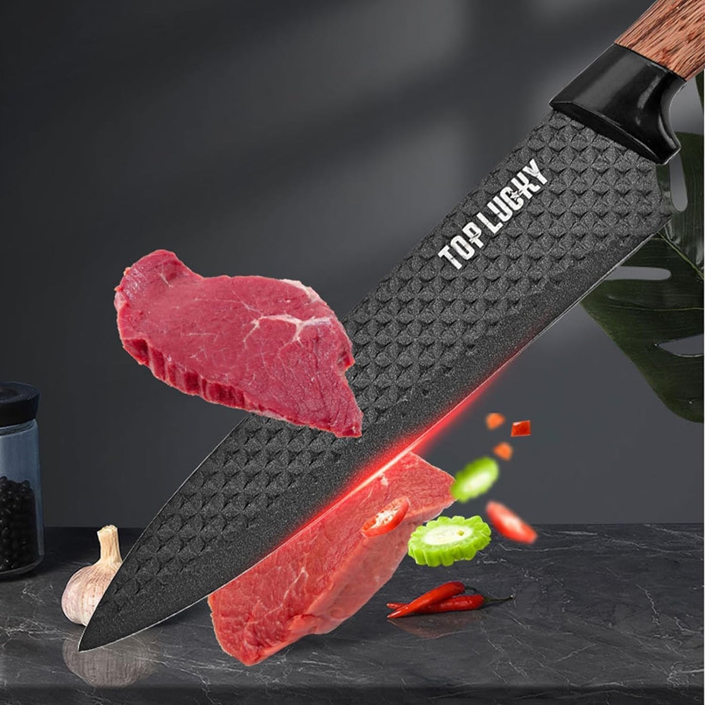 Black Knife Set, 6 Pieces Professional Kitchen Knife Set with Universal Knife Block, Super Sharp Knife Block Set with Ergonomic Handle Non-stick Stainless Steel Knife Block Set (Black)
