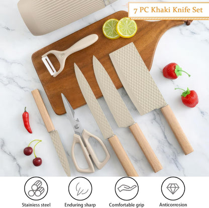 Black Knife Set, 6 Pieces Professional Kitchen Knife Set with Universal Knife Block, Super Sharp Knife Block Set with Ergonomic Handle Non-stick Stainless Steel Knife Block Set (Black)