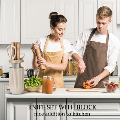 Black Knife Set, 6 Pieces Professional Kitchen Knife Set with Universal Knife Block, Super Sharp Knife Block Set with Ergonomic Handle Non-stick Stainless Steel Knife Block Set (Black)