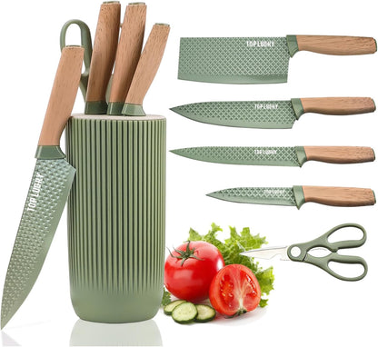 Black Knife Set, 6 Pieces Professional Kitchen Knife Set with Universal Knife Block, Super Sharp Knife Block Set with Ergonomic Handle Non-stick Stainless Steel Knife Block Set (Black)