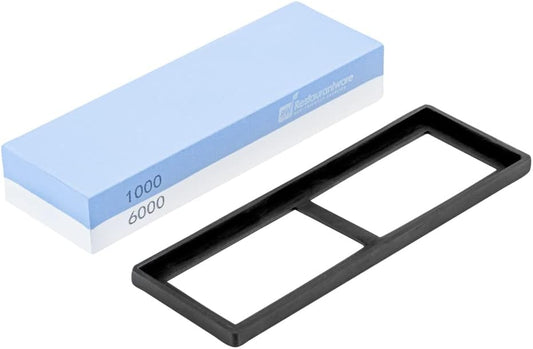 Sensei 7.1 x 2.3 x 1.1 Inch Kitchen Knife Whetstone 1 Durable Knife Sharpening Base - Silicone Holder 1000/6000 Grit Corundum Sharpening Stone For Kitchen Knives For Any Blade