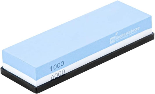Sensei 7.1 x 2.3 x 1.1 Inch Kitchen Knife Whetstone 1 Durable Knife Sharpening Base - Silicone Holder 1000/6000 Grit Corundum Sharpening Stone For Kitchen Knives For Any Blade