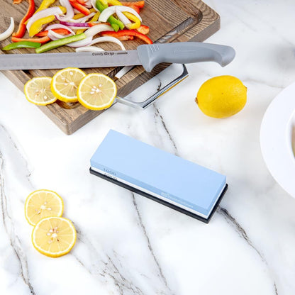 Sensei 7.1 x 2.3 x 1.1 Inch Kitchen Knife Whetstone 1 Durable Knife Sharpening Base - Silicone Holder 1000/6000 Grit Corundum Sharpening Stone For Kitchen Knives For Any Blade