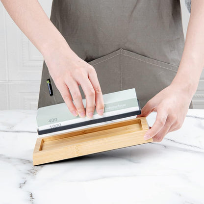 Sensei 7.1 x 2.3 x 1.1 Inch Kitchen Knife Whetstone 1 Durable Knife Sharpening Base - Silicone Holder 1000/6000 Grit Corundum Sharpening Stone For Kitchen Knives For Any Blade