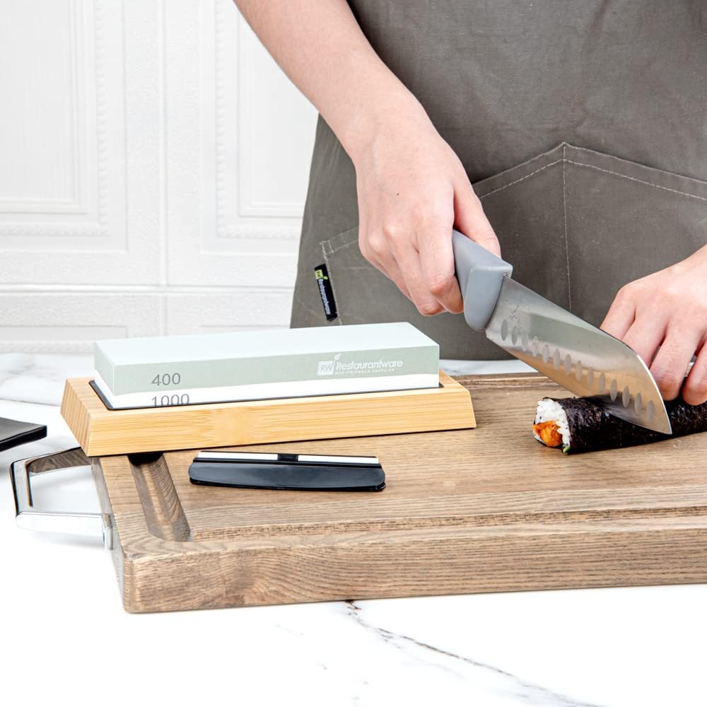 Sensei 7.1 x 2.3 x 1.1 Inch Kitchen Knife Whetstone 1 Durable Knife Sharpening Base - Silicone Holder 1000/6000 Grit Corundum Sharpening Stone For Kitchen Knives For Any Blade