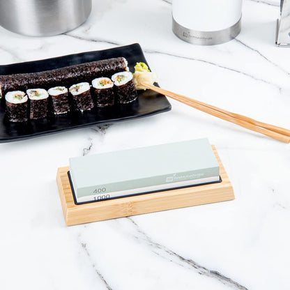 Sensei 7.1 x 2.3 x 1.1 Inch Kitchen Knife Whetstone 1 Durable Knife Sharpening Base - Silicone Holder 1000/6000 Grit Corundum Sharpening Stone For Kitchen Knives For Any Blade