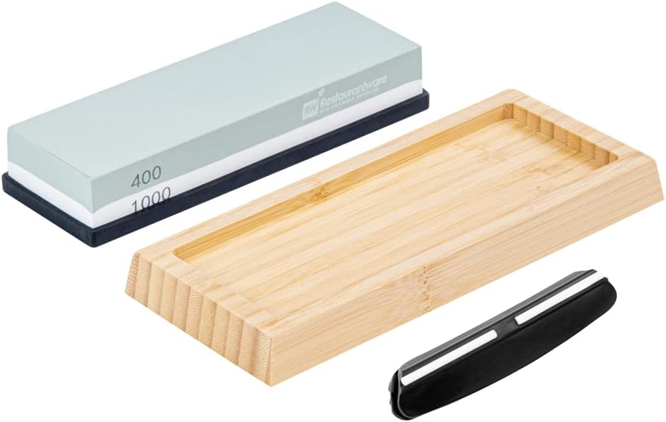 Sensei 7.1 x 2.3 x 1.1 Inch Kitchen Knife Whetstone 1 Durable Knife Sharpening Base - Silicone Holder 1000/6000 Grit Corundum Sharpening Stone For Kitchen Knives For Any Blade
