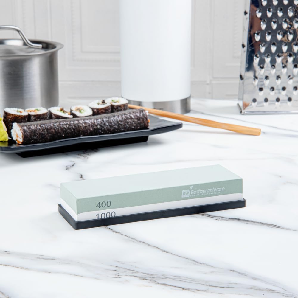 Sensei 7.1 x 2.3 x 1.1 Inch Kitchen Knife Whetstone 1 Durable Knife Sharpening Base - Silicone Holder 1000/6000 Grit Corundum Sharpening Stone For Kitchen Knives For Any Blade