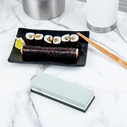 Sensei 7.1 x 2.3 x 1.1 Inch Kitchen Knife Whetstone 1 Durable Knife Sharpening Base - Silicone Holder 1000/6000 Grit Corundum Sharpening Stone For Kitchen Knives For Any Blade
