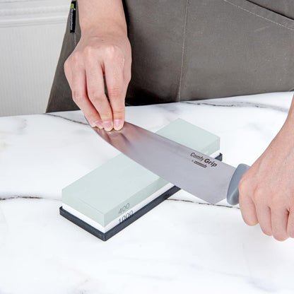 Sensei 7.1 x 2.3 x 1.1 Inch Kitchen Knife Whetstone 1 Durable Knife Sharpening Base - Silicone Holder 1000/6000 Grit Corundum Sharpening Stone For Kitchen Knives For Any Blade