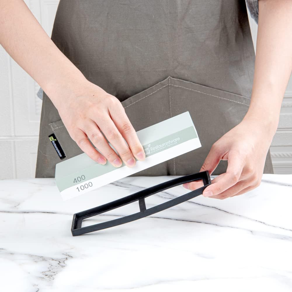 Sensei 7.1 x 2.3 x 1.1 Inch Kitchen Knife Whetstone 1 Durable Knife Sharpening Base - Silicone Holder 1000/6000 Grit Corundum Sharpening Stone For Kitchen Knives For Any Blade