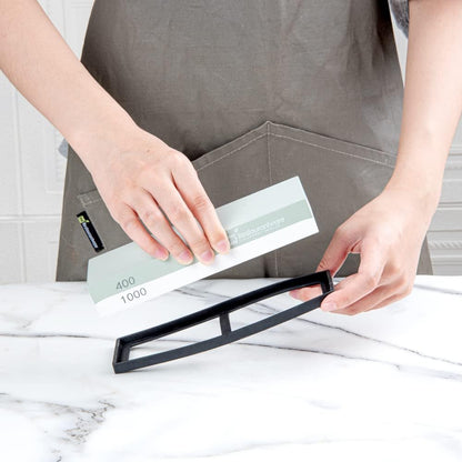 Sensei 7.1 x 2.3 x 1.1 Inch Kitchen Knife Whetstone 1 Durable Knife Sharpening Base - Silicone Holder 1000/6000 Grit Corundum Sharpening Stone For Kitchen Knives For Any Blade