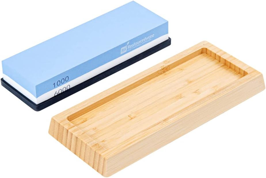 Sensei 7.1 x 2.3 x 1.1 Inch Kitchen Knife Whetstone 1 Durable Knife Sharpening Base - Silicone Holder 1000/6000 Grit Corundum Sharpening Stone For Kitchen Knives For Any Blade