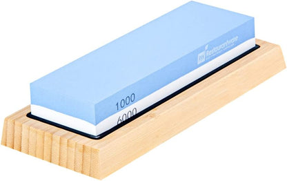 Sensei 7.1 x 2.3 x 1.1 Inch Kitchen Knife Whetstone 1 Durable Knife Sharpening Base - Silicone Holder 1000/6000 Grit Corundum Sharpening Stone For Kitchen Knives For Any Blade