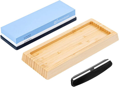 Sensei 7.1 x 2.3 x 1.1 Inch Kitchen Knife Whetstone 1 Durable Knife Sharpening Base - Silicone Holder 1000/6000 Grit Corundum Sharpening Stone For Kitchen Knives For Any Blade