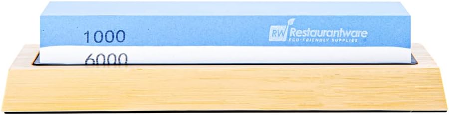 Sensei 7.1 x 2.3 x 1.1 Inch Kitchen Knife Whetstone 1 Durable Knife Sharpening Base - Silicone Holder 1000/6000 Grit Corundum Sharpening Stone For Kitchen Knives For Any Blade