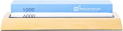 Sensei 7.1 x 2.3 x 1.1 Inch Kitchen Knife Whetstone 1 Durable Knife Sharpening Base - Silicone Holder 1000/6000 Grit Corundum Sharpening Stone For Kitchen Knives For Any Blade