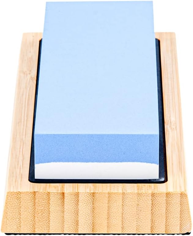 Sensei 7.1 x 2.3 x 1.1 Inch Kitchen Knife Whetstone 1 Durable Knife Sharpening Base - Silicone Holder 1000/6000 Grit Corundum Sharpening Stone For Kitchen Knives For Any Blade