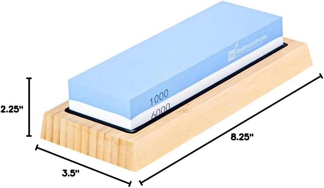 Sensei 7.1 x 2.3 x 1.1 Inch Kitchen Knife Whetstone 1 Durable Knife Sharpening Base - Silicone Holder 1000/6000 Grit Corundum Sharpening Stone For Kitchen Knives For Any Blade