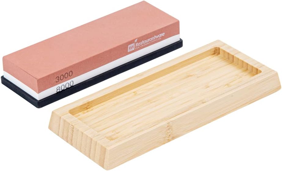 Sensei 7.1 x 2.3 x 1.1 Inch Kitchen Knife Whetstone 1 Durable Knife Sharpening Base - Silicone Holder 1000/6000 Grit Corundum Sharpening Stone For Kitchen Knives For Any Blade
